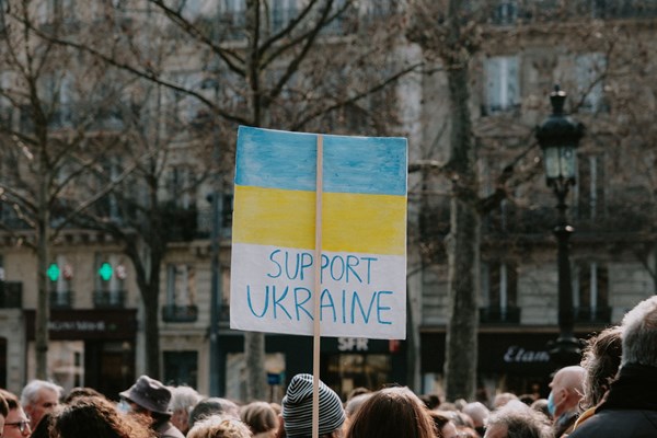 En demonstration till stöd för Ukraina.