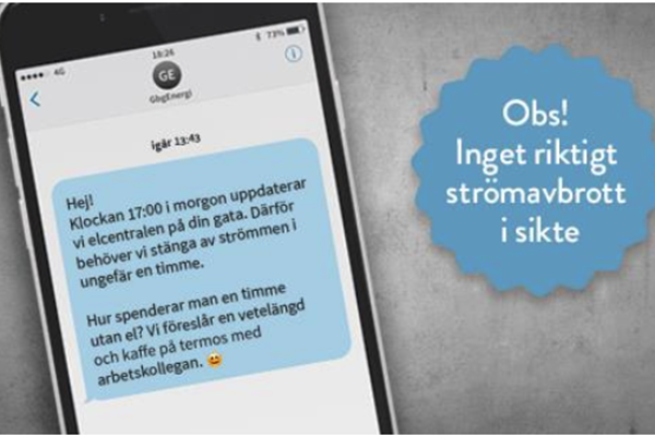 Avisering på mobil om avbrott.