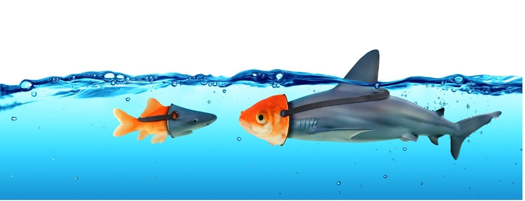 En illustration föreställande två fiskar som låtsas vara andra fiskar.