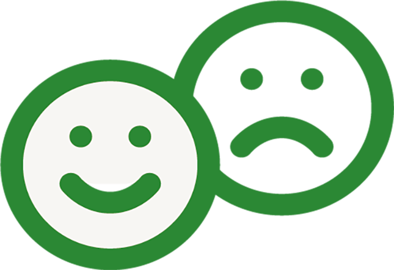 En glad och en missnöjd smiley.