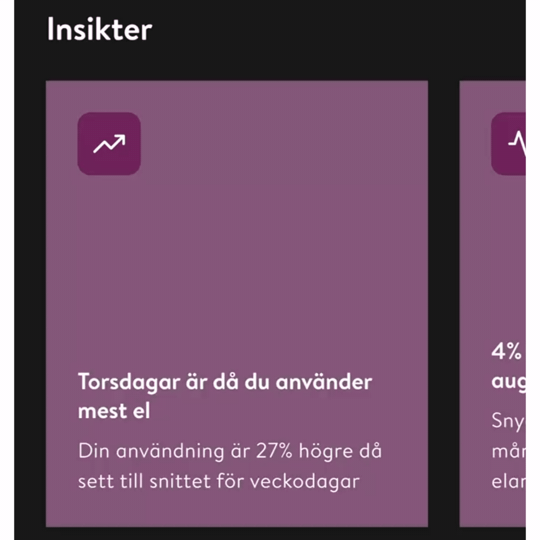 En rörlig illustration som visar hur insikts-verktyget fungerar i Göteborg Energi-appen.